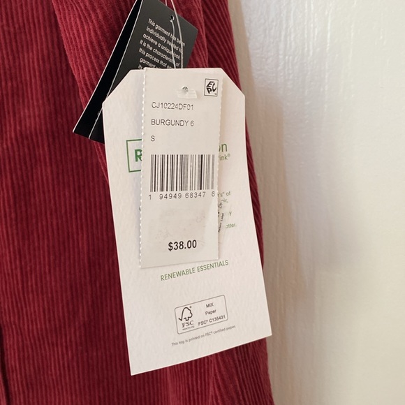 D-24 Re generation Corduroy Burgundy  jumper NWT sz S - Picture 2 of 4